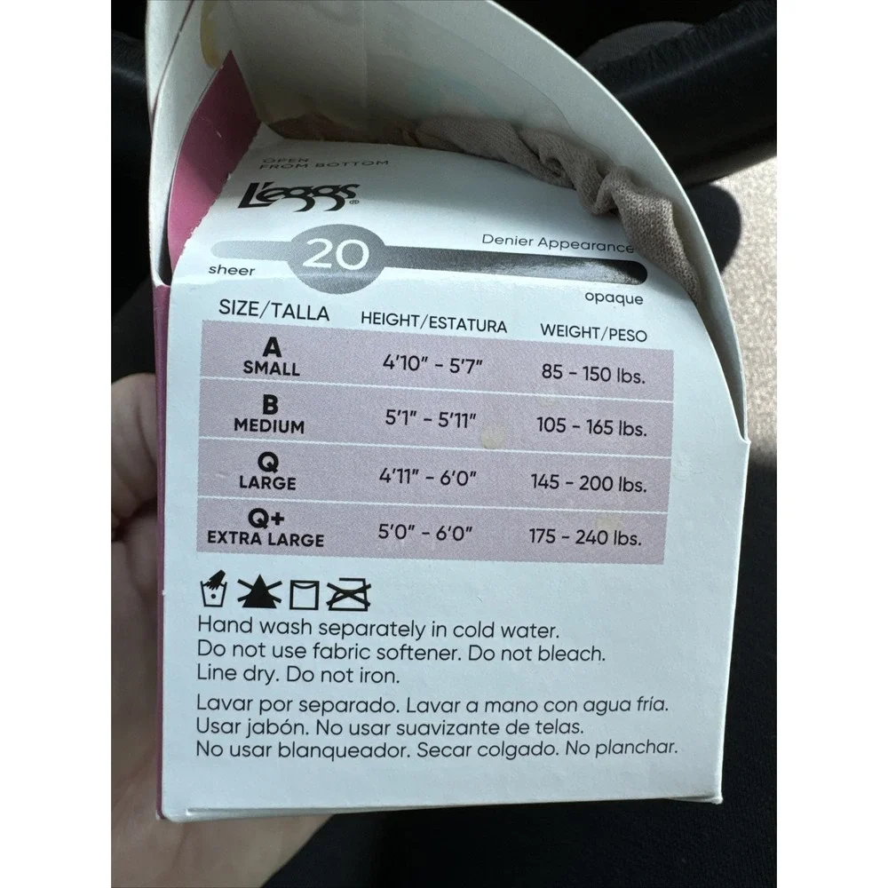 L'eggs Silken‎ Mist Control Top Silky Sheer Leg Tights Pantyhose Nude Size B New